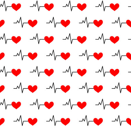 Seamless pattern with heartbeat symbolのイラスト素材