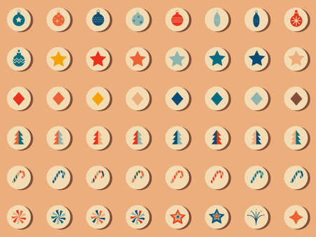 Retro vintage Christmas icons and illustrationsのイラスト素材