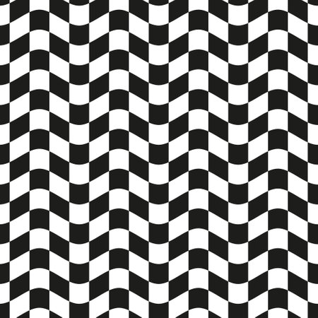 Seamless psychedelic geometric pattern with black and white squaresのイラスト素材