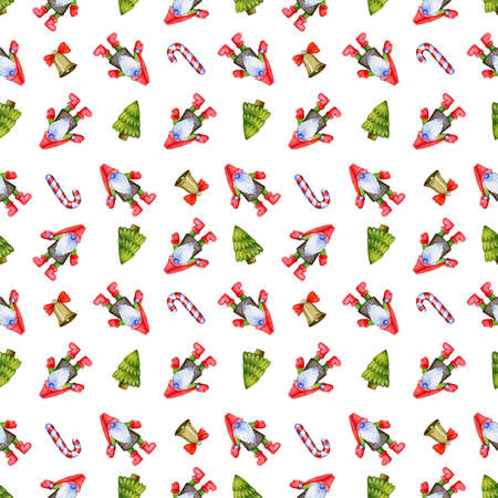 Festive Christmas pattern with gnomes.の写真素材