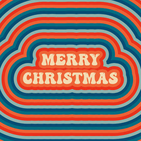 Groove retro Christmas card. Vector illustrationのイラスト素材