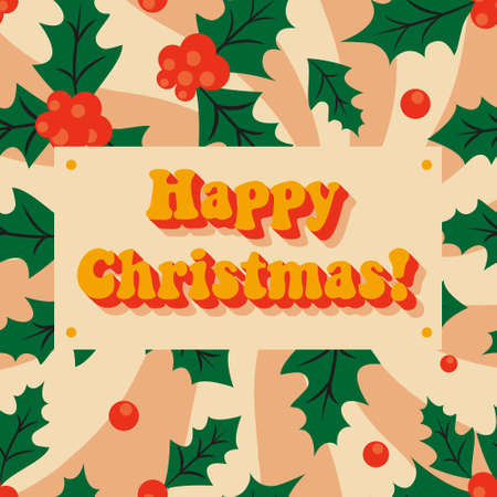 Groove retro Christmas card. Vector illustrationのイラスト素材
