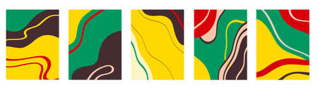 Collection of multicolored abstract paintings against white background