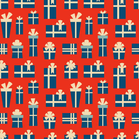Retro vintage Christmas pattern with gift boxes