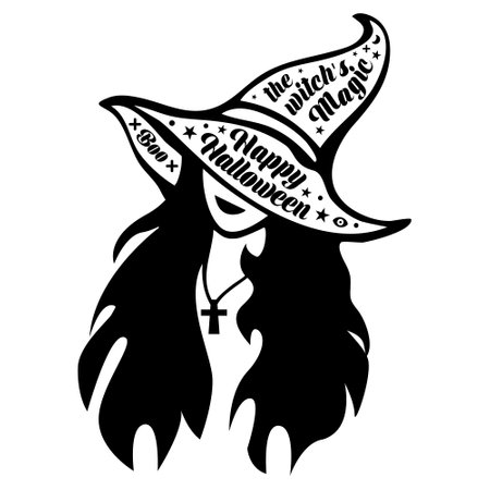 The Witch in the Hat with Halloween quotesのイラスト素材