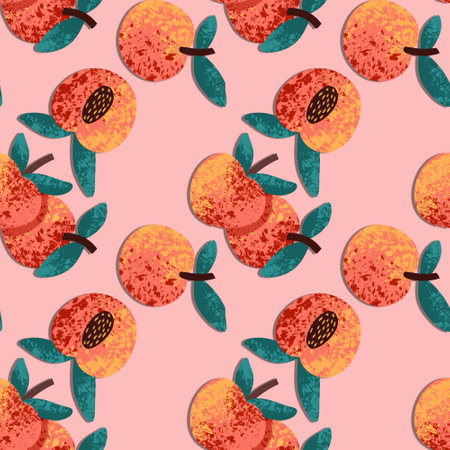 seamless background with peachesの写真素材