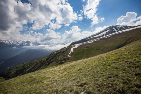 magnificent view of Caucasus Mountains and skyの写真素材