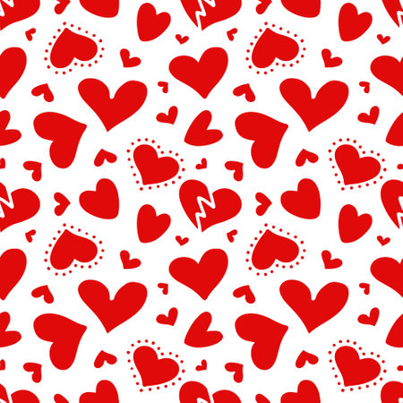 Seamless pattern of red hearts. Vector illustrationのイラスト素材
