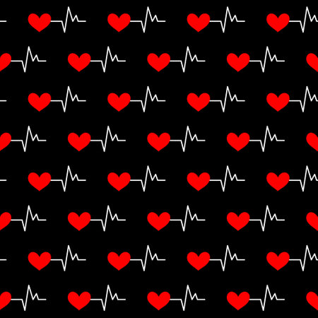 Seamless pattern with heartbeat symbolのイラスト素材