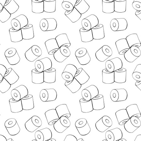 Toilet paper seamless pattern. Vector flat illustrationのイラスト素材