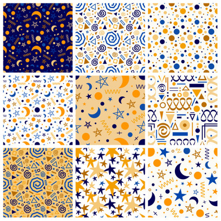 Collection of festive patterns. Vector illustrationのイラスト素材