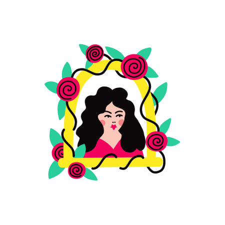 Playing card with Queen of Spades. Valentines Day illustration in modern groovy doodle styleのイラスト素材