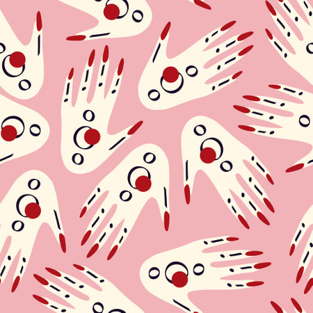 Seamless pattern with Magical mystical symbol hands with eyes. Vector illustrationのイラスト素材