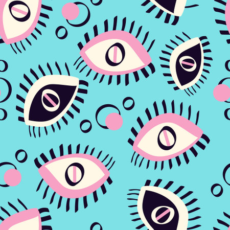 Ethnic magical pattern with eyes. Vector illustrationのイラスト素材