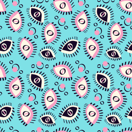 Ethnic magical pattern with eyes. Vector illustrationのイラスト素材