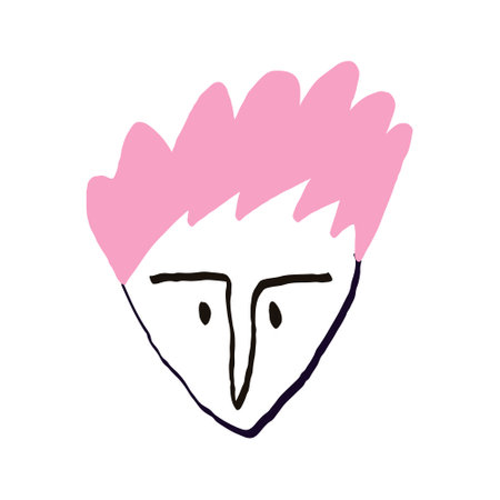 Funky freaky lovely face. Vector illustration in modern doodle style.のイラスト素材