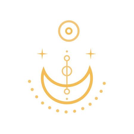 astrological spiritualistic magic symbol of the moon. Lunar Symbol vector illustrationのイラスト素材