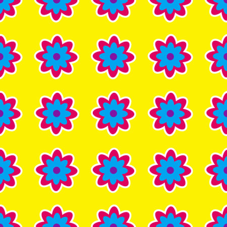 Vibrant Y2K floral pattern. Funny funky retro flowers backgroundのイラスト素材