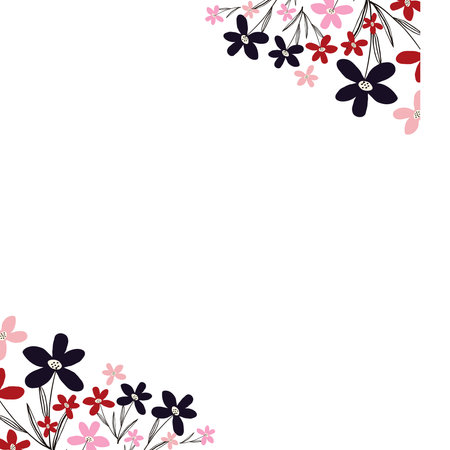 Creative vibrant floral frame, bright frame with wildflowers in juicy colors.のイラスト素材