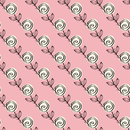 Stylized creative vibrant quirky expressive floral pattern in 60s in bright pink and red juicy colorsのイラスト素材