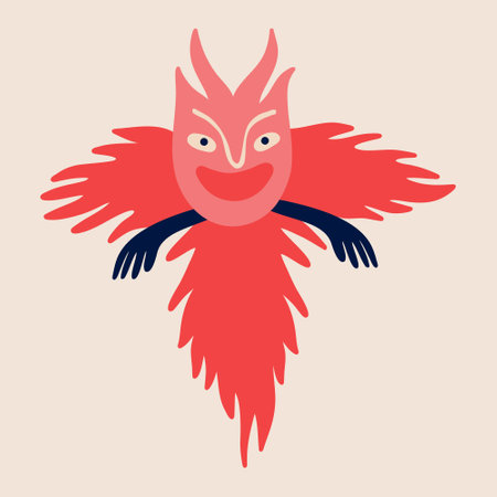 Quirky Funny bizarre dragon. Illustration in childish hand drawn styleのイラスト素材