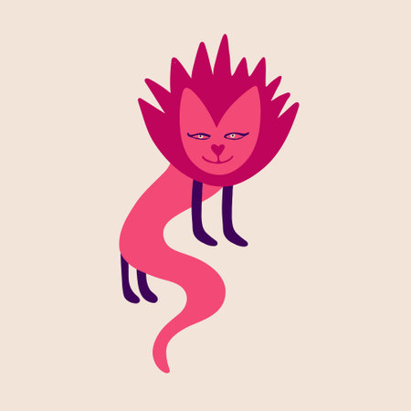 Cool funny dragon. Illustration in modern childish hand drawn styleのイラスト素材