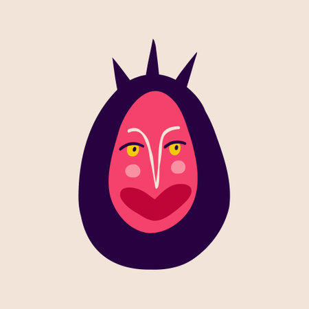 Cute funny character monster with funny smile face. Illustration in a modern childish hand-drawn styleのイラスト素材