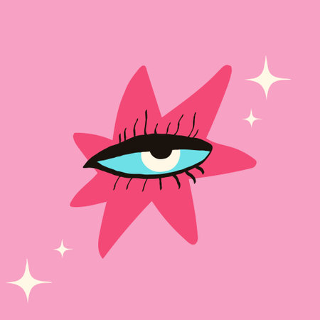 a card with a mystical symbol of a pink star with magical eyeのイラスト素材