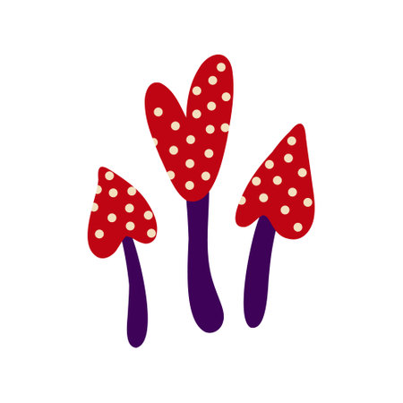 Mushrooms fly agaric, hand drawn illustration in doodle styleのイラスト素材