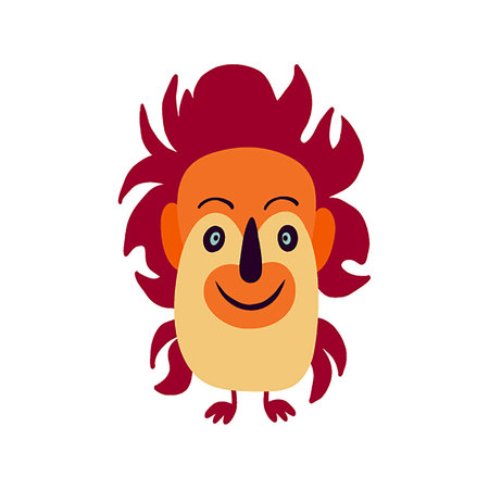 Fancy comic lion face. lion character, Illustration in modern childish hand drawn styleのイラスト素材