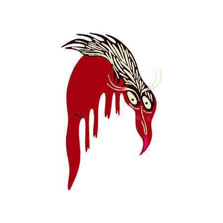 Creepy ugly dragon. Illustration in a modern hand-drawn style for Halloween. Dragon Symbol of 2024のイラスト素材