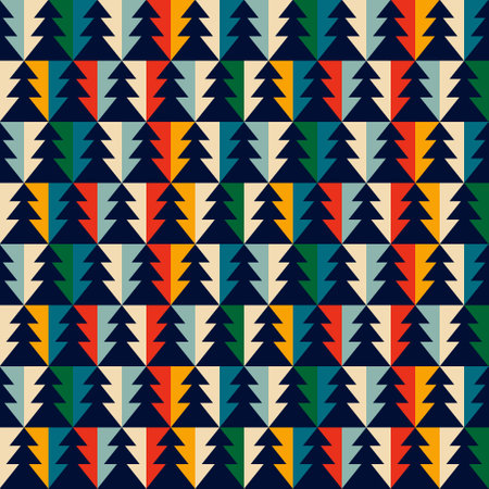 Retro pattern with Christmas Trees. Vintage Christmas backgroundのイラスト素材