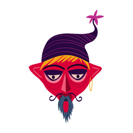 Vibrant freaky strange dwarf. Halloween character. Cute bizarre comic characters in modern flat hand drawn styleのイラスト素材