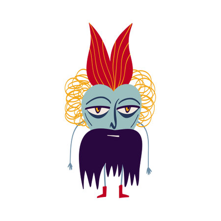 Quirky strange Halloween character. Illustration in modern childish styleのイラスト素材
