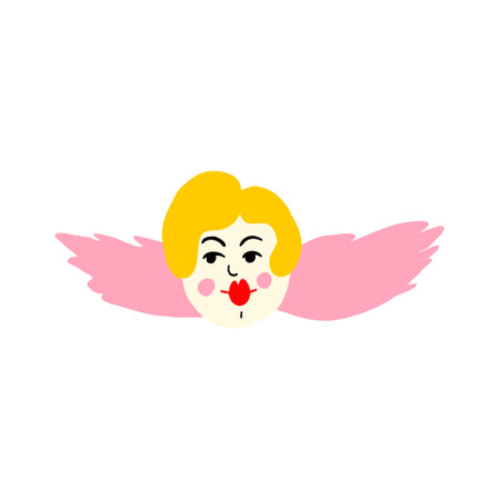 Retro cartoon comic illustration of angel. Had drawn illustration in doodle styleのイラスト素材