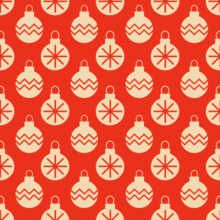 Vintage retro pattern with Christmas tree toys. Christmas backgroundの写真素材