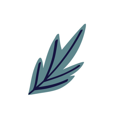 Blue cartoon leaf. Hand drawn illustrationのイラスト素材
