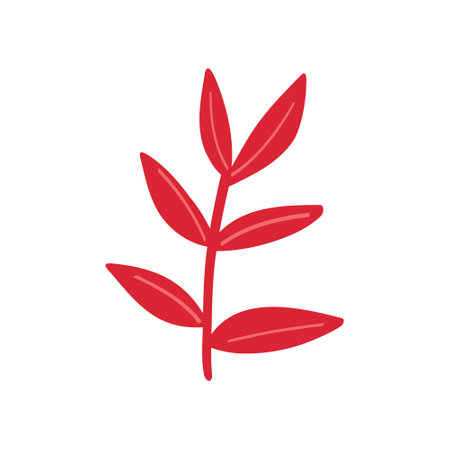Elegant red floral arrangement in Asian style. Cute cartoon illustration of flowerのイラスト素材