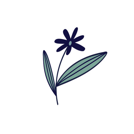 Elegant blue flower in Asian style. Cute cartoon illustration of flowerのイラスト素材