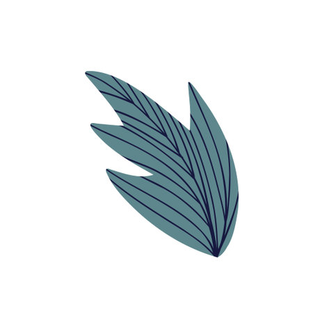 Blue cartoon leaf. Hand drawn illustrationのイラスト素材