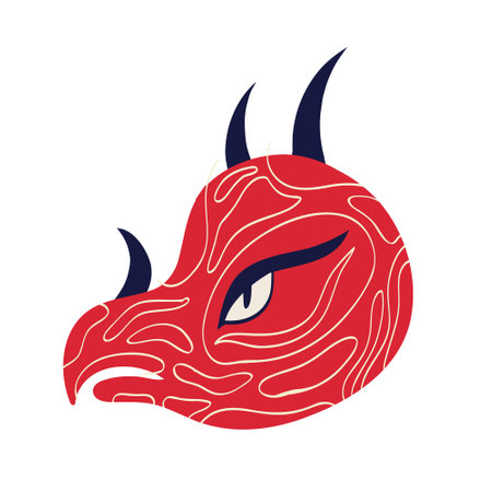 Funny cute red Dragon Monster. Cool illustration in children's cartoon styleのイラスト素材