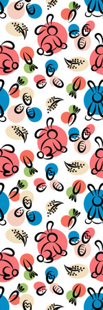 Easter bookmark with pattern of bunnies and Easter eggsの写真素材