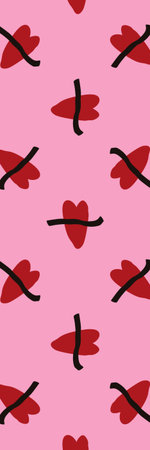 Pink Retro groovy cartoon valentine's day bookmark with lips