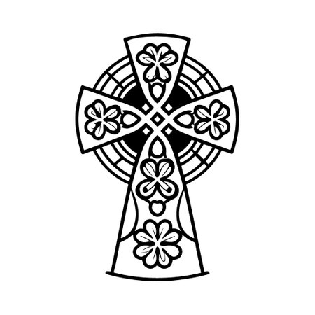 Traditional Celtic cross with ornament vector illustrationのイラスト素材
