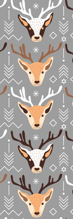 Gray Beige Simple Scandinavian Christmas Deer's Bookmark printableの写真素材