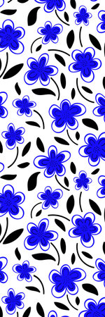 Black blue spring flowers pattern bookmark printableの写真素材