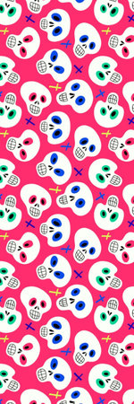 Pink Day of The Dead Sugar Skulls Bookmark printableの写真素材