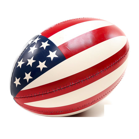 Rugby ball in American national flag colorの素材