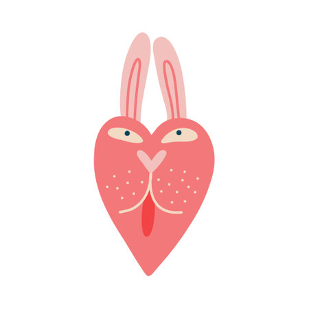 Pink groovy funky heart character with cool face illustration retro style. Valentines day love heartのイラスト素材