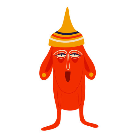 Orange funny dog with funny smile face and legs and hands. Illustration in a modern childish hand-drawn styleのイラスト素材